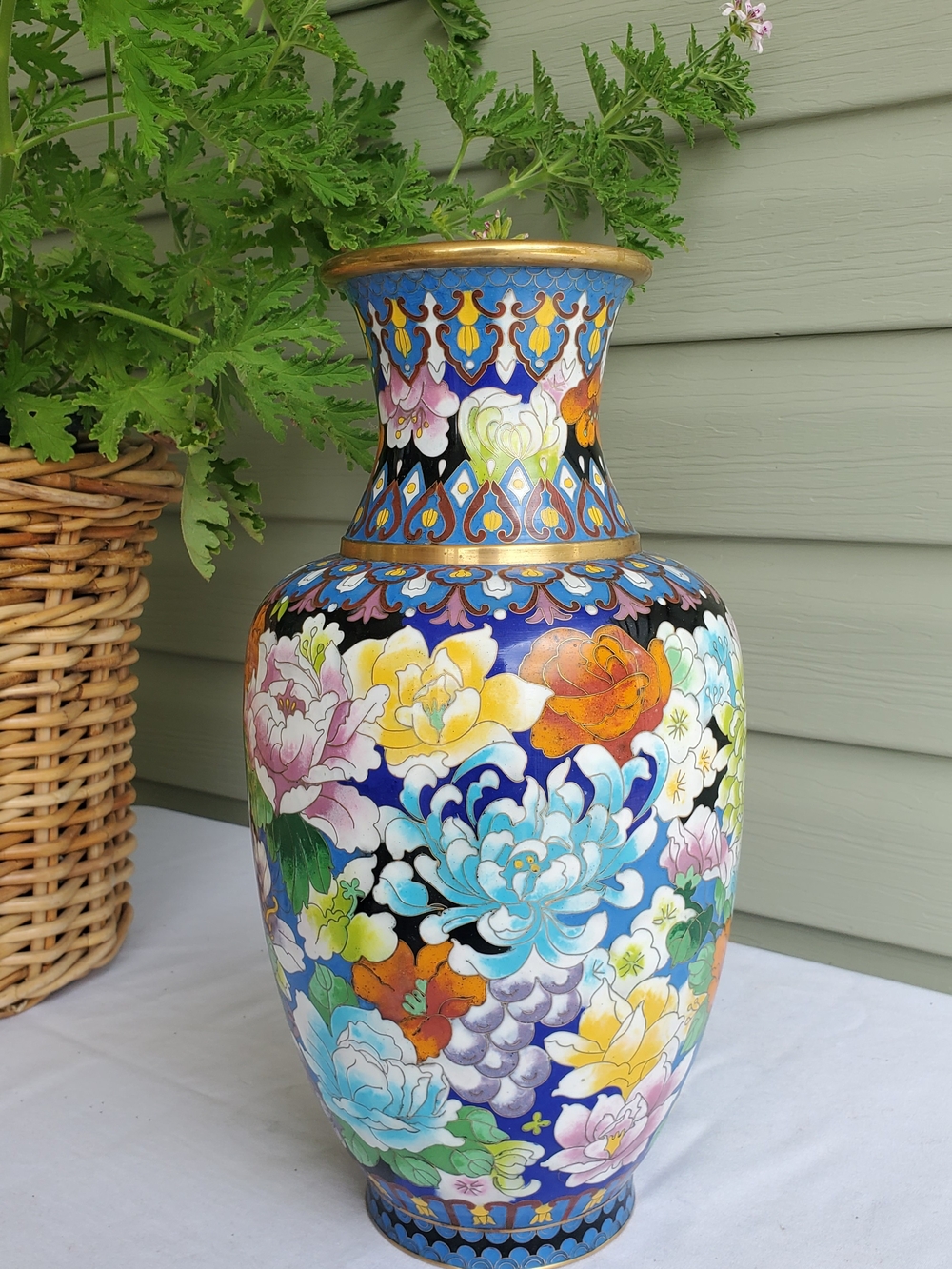Large Floral Cloisonné Vase